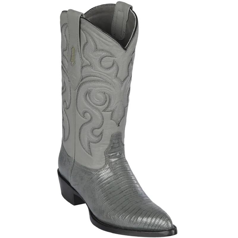 Vintage - style men's cowboy boots with a square toeGrey Teju Lizard Boots