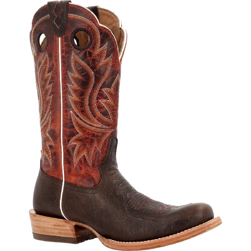 Men's cowboy boots with a suede shaftDurango Mens PRCA Western Nicotine/Burnt Sienna Shrunken Bison Cowboy Boots