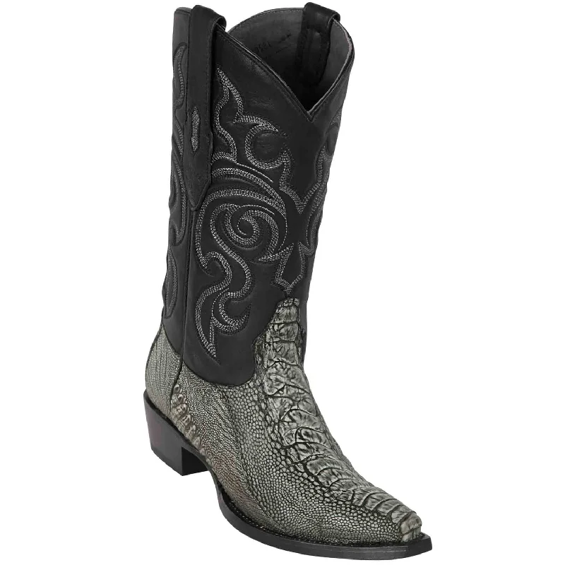 Alligator - print men's cowboy boots for a bold lookRustic Black Ostrich Leg Boots