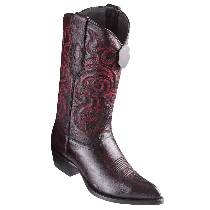 Men's cowboy boots with a concho belt detailBlack Cherry Ostrich Belly Cowboy Boots J-Toe