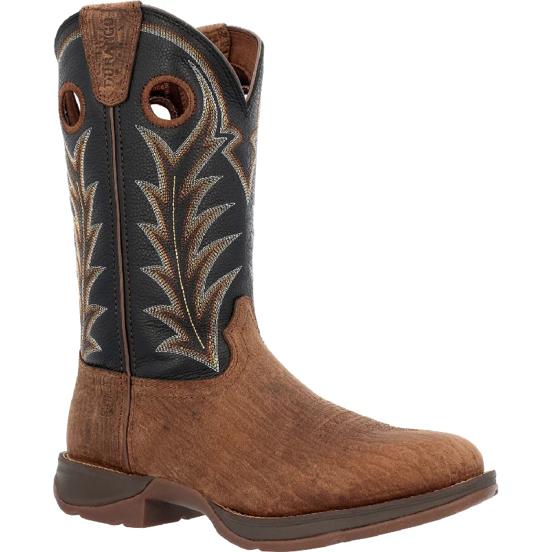 Men's cowboy boots with a tooled leather designDurango Mens Rebel Western Oak Bark/Midnight Leather Cowboy Boots