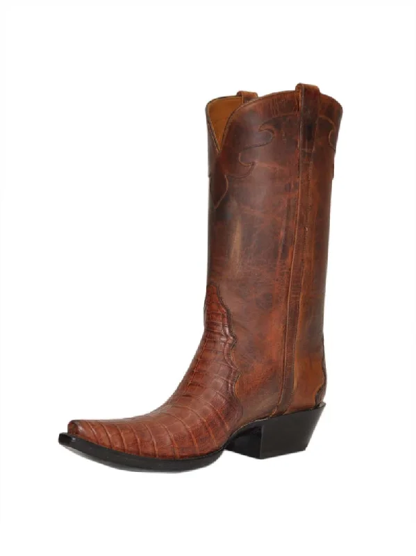 Men's cowboy boots with a distressed leather finishBlack Jack 7125-54 Cigar Caiman Belly Triad Boots Tan