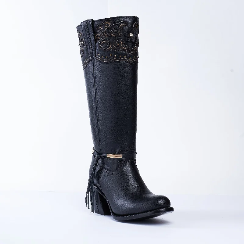 Men's cowboy boots with a decorative inlaySofia-High Boot Black