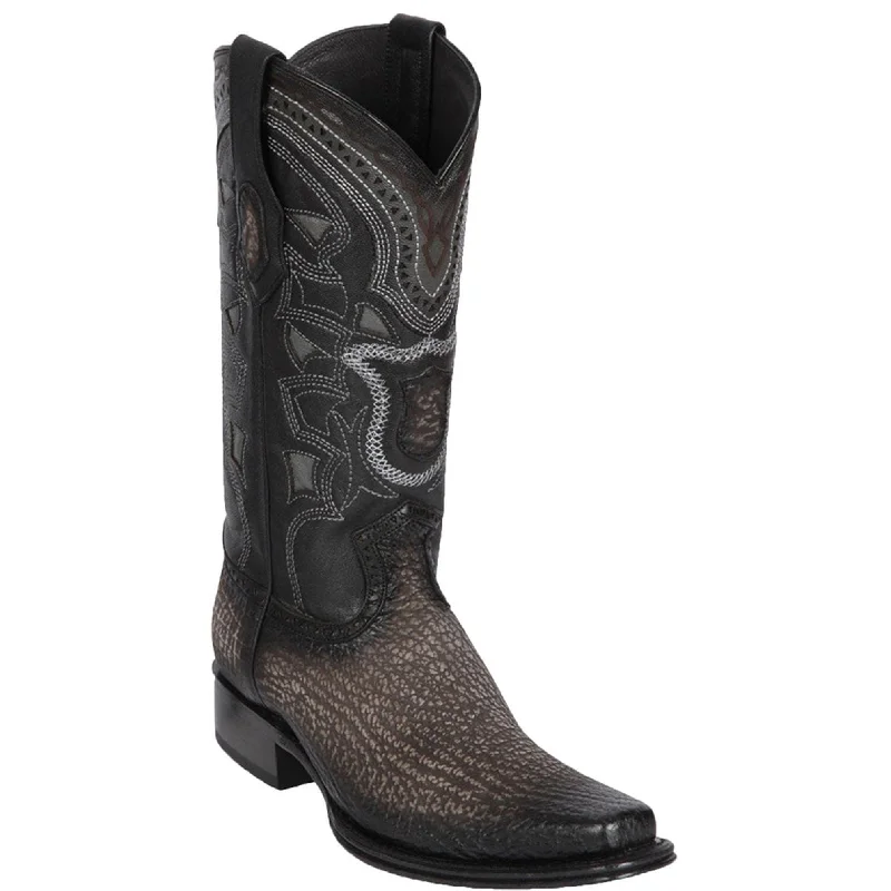 Vintage - style men's cowboy boots with a square toeMen's Shark Skin Boots Grey European Toe