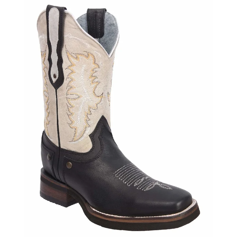 Men's cowboy boots with a suede shaftSG512 Rodeo Boot Black Rubber Sole (WIDE EE LAST-MEDIUM NUMBER LESS RECOMMENDED)