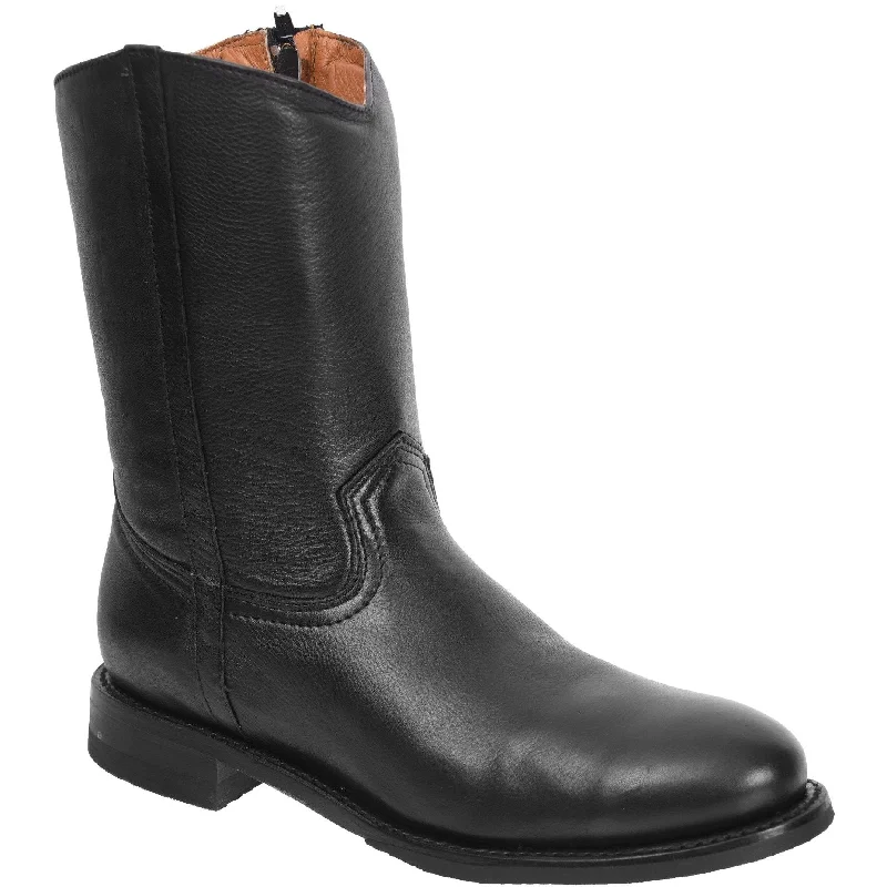 Men's cowboy boots with a spur ledgeSB1000 BLACK  SILBER BULL Zipper Rooper Boot (WIDE EE LAST - HALF NUMBER LESS RECOMMENDED)