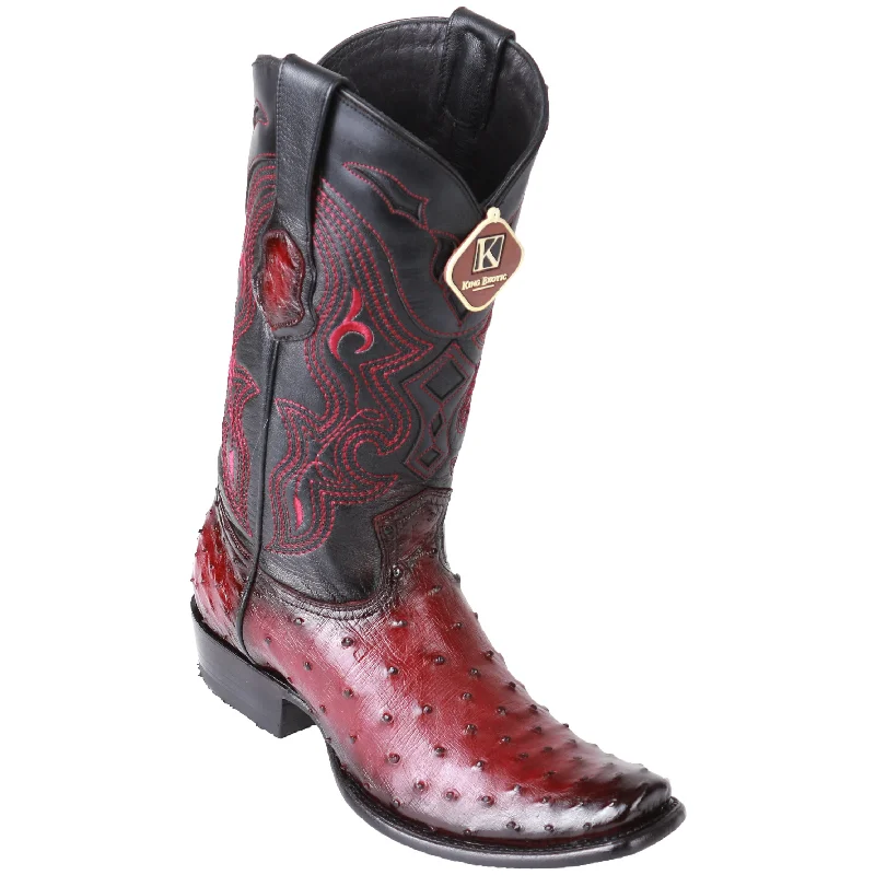 Men's cowboy boots with a tooled leather designBurgundy Ostrich Boots