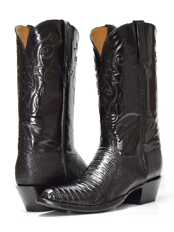 Men's cowboy boots with a heel guardLucchese G9030.24 Mens Classics Lizard Handmade Cowboy Boots Black