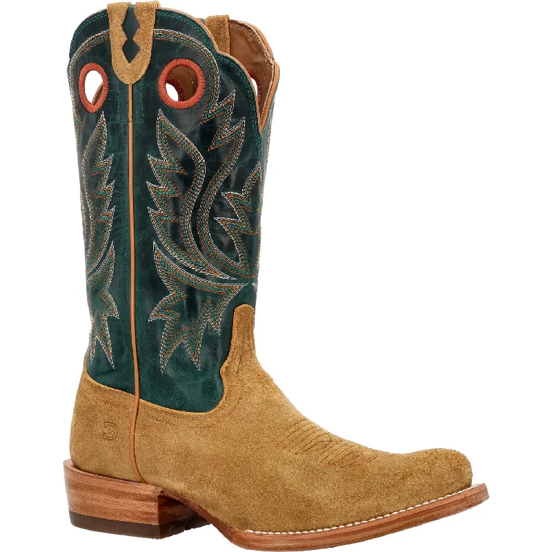 Men's cowboy boots with a snake - skin textureDurango Mens PRCA Western Goldenrod/Deep Teal Leather Cowboy Boots