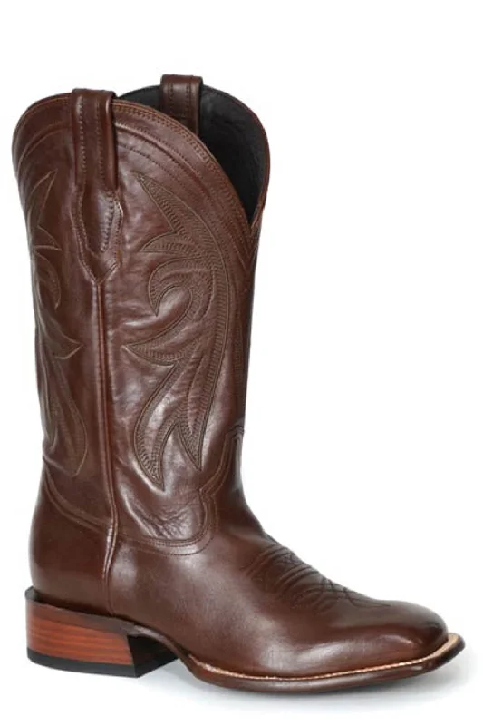 Alligator - print men's cowboy boots for a bold lookStetson Mens Grange Brown Leather 13in Cowboy Boots