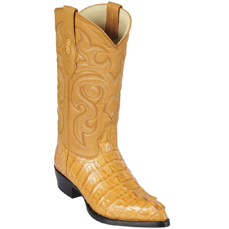 Men's cowboy boots with a snake - skin textureCaiman Tail Cowboy Boots Buttercup