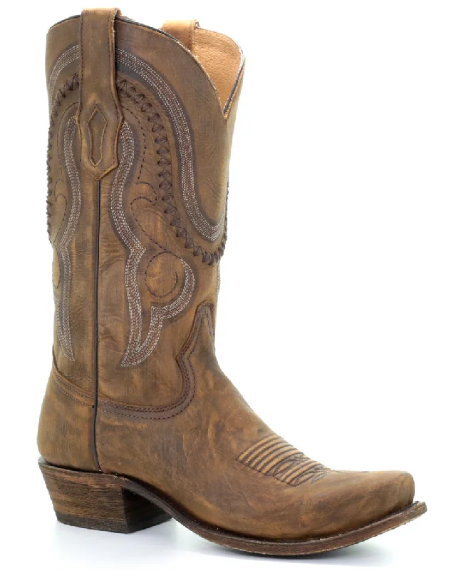 Men's cowboy boots with a pull - on strapMen's Gold Cowhide Western Boots