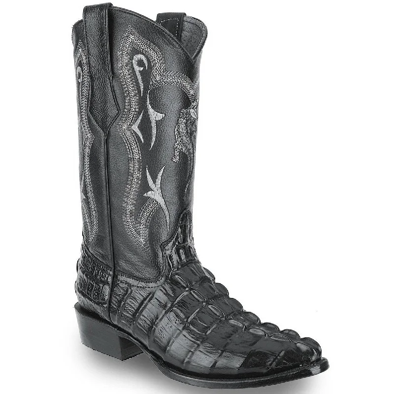 Men's cowboy boots with a pull - on strapJOE BOOTS 904 BLACK J Toe Boots Men's Cowboy Boots Caiman Print Leather,  Western Boots.