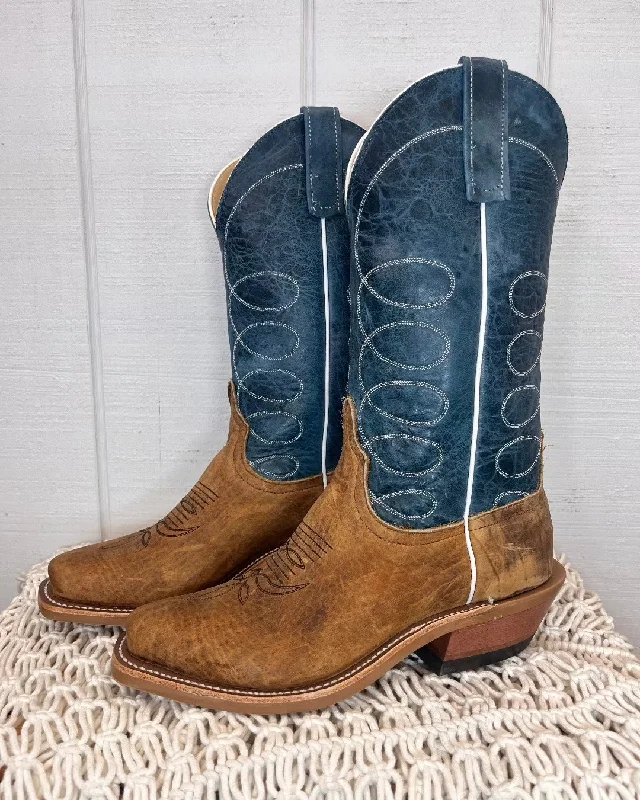 Men's cowboy boots with a spur ledgeAnderson Bean Men's Tan Distressed Buffalo Cutter Toe Cowboy Boots 336975