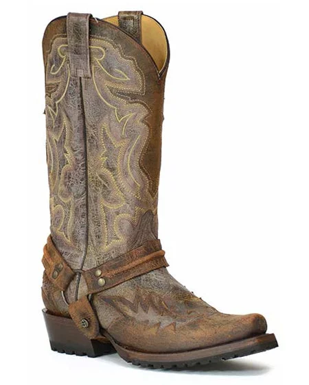 Men's cowboy boots with a distressed leather finishMen's Outlaw Bad Guy Biker Boots