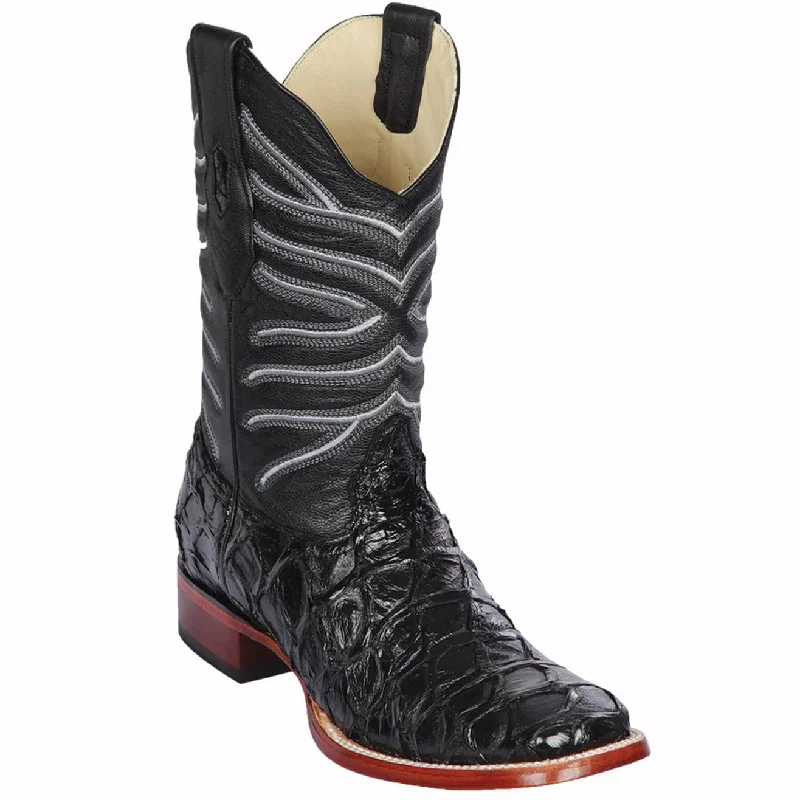 Men's cowboy boots with a silver - toned buckleBlack Pirarucu Fish Cowboy Boots