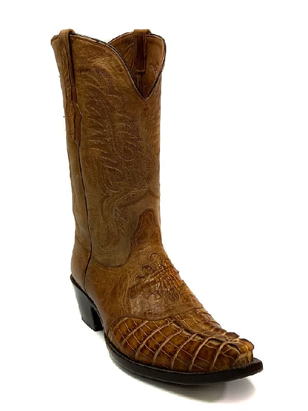 Men's cowboy boots with a leather lining for comfortBlack Jack BT562 Mens Alligator Tail Goat Boots Burnished Tan