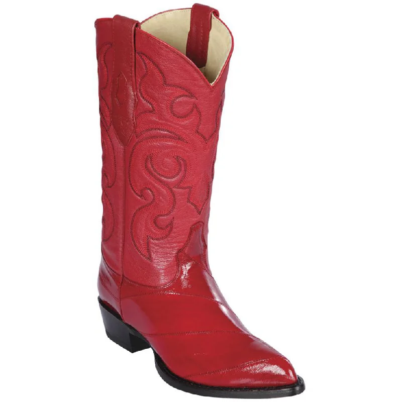 Men's cowboy boots with a concho belt detailMens Red Eel Cowboy Boots J-Toe