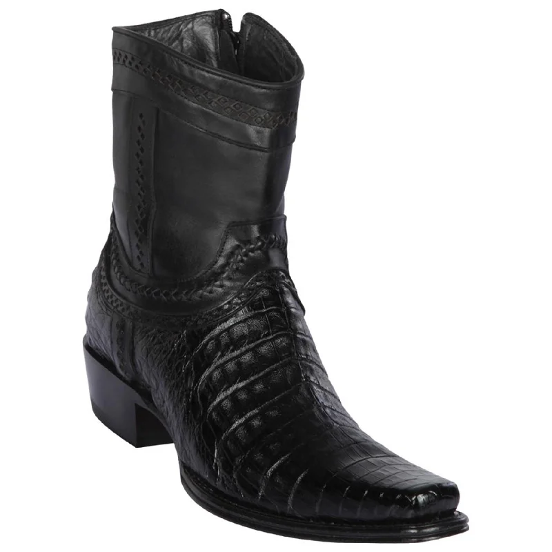 Men's cowboy boots with a high - heeled designBlack Caiman Belly European Toe