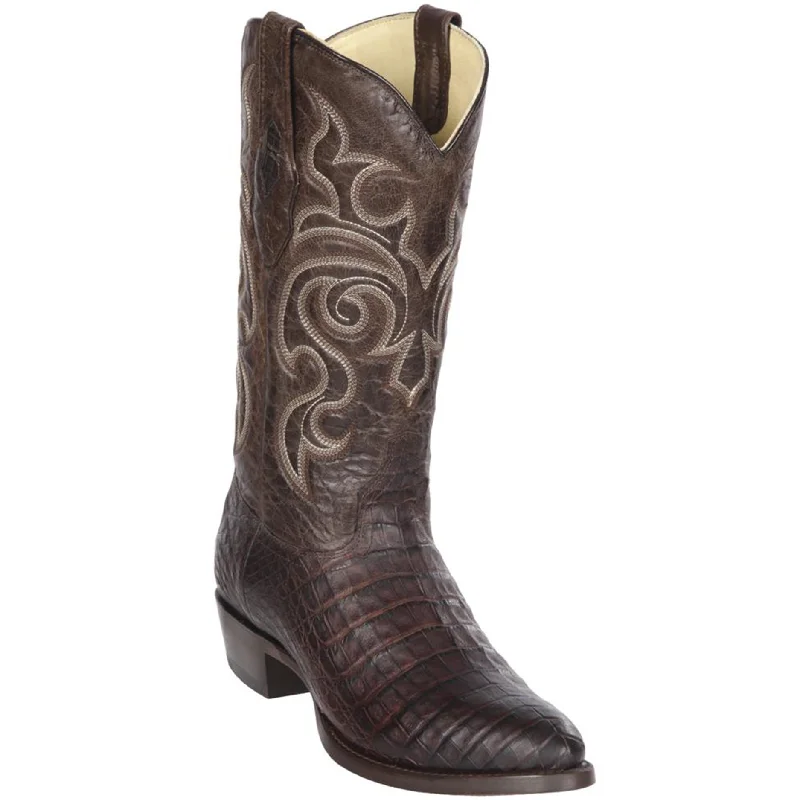 Men's cowboy boots with a leather lining for comfortCaiman Belly Brown Round Toe Western Boots