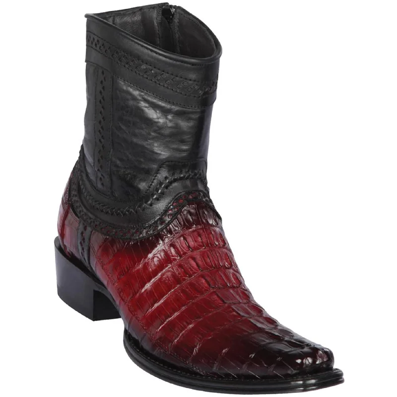 Men's cowboy boots in a dark brown leatherCaiman Tail Mens European Square Toe Boots