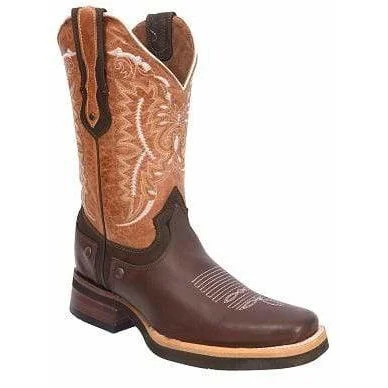 Men's cowboy boots with a distressed leather finishSG512 Rodeo Boot Brown Rubber Sole (WIDE EE LAST-HALF NUMBER LESS RECOMMENDED)