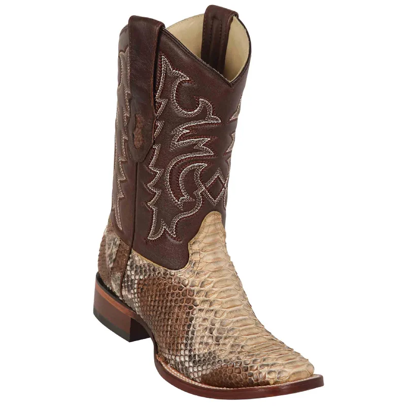 Men's cowboy boots with a concho belt detailSquare Toe Snakeskin Boots