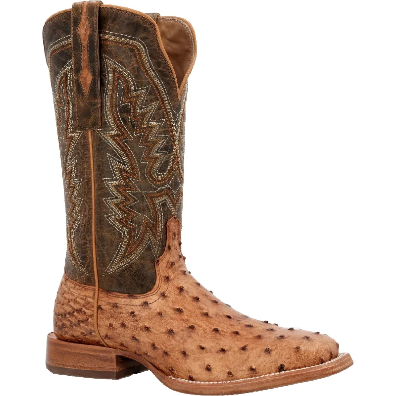 Men's cowboy boots with a leather sole for a classic lookDurango Mens PRCA Western Antiqued Saddle Full Quill Ostrich Cowboy Boots