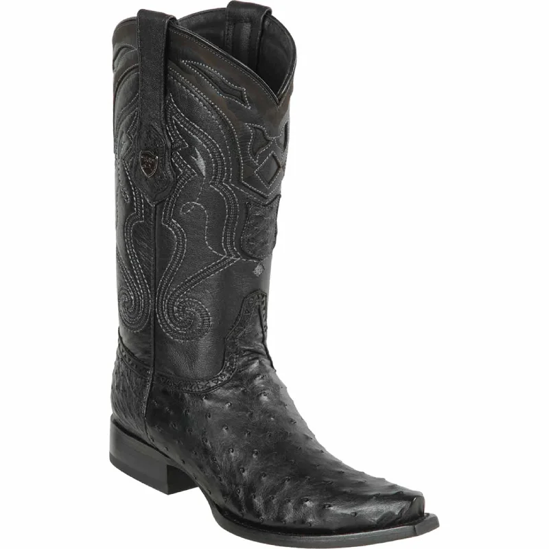 Men's cowboy boots with a silver - toned buckleBlack Ostrich Boots