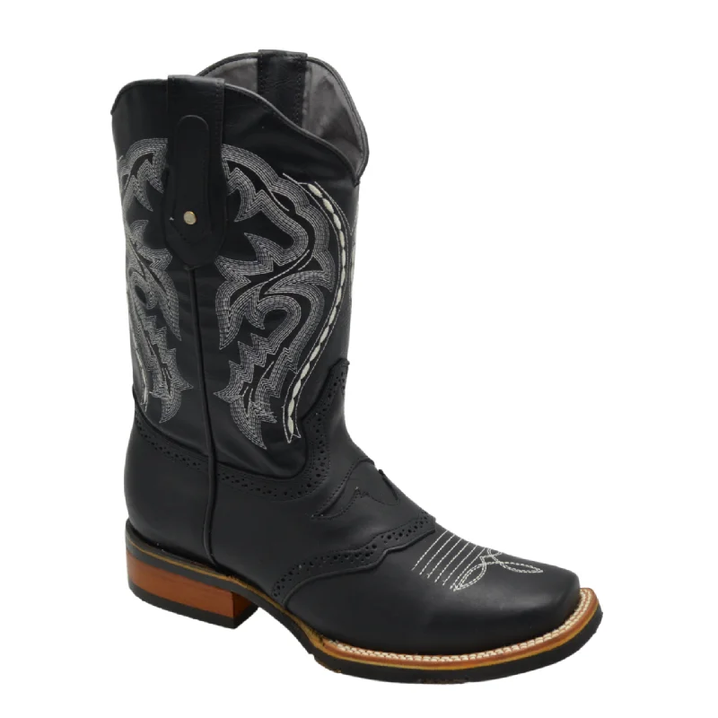 Alligator - print men's cowboy boots for a bold lookVE-030 TORITO/BLACK  Men's Western Boots: Square Toe, Sole Rubber Cowboy & Rodeo Boots in Genuine Leather