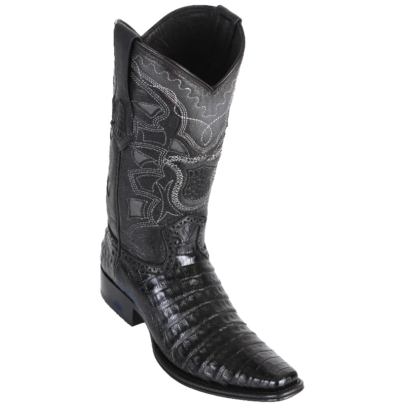 Men's cowboy boots with a tooled leather designCaiman European Toe Cowboy Boots