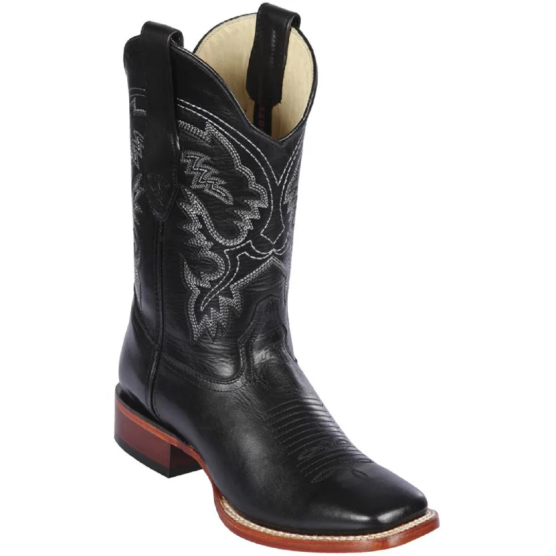 Men's cowboy boots with a suede shaftBlack Square Toe Cowboy Boots