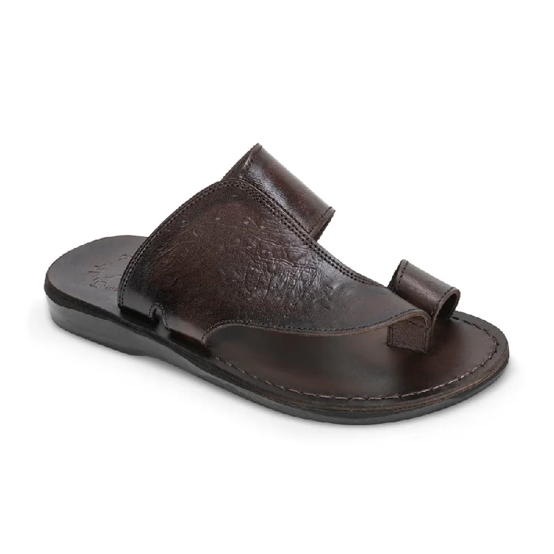 Waterproof men's sandals for water activitiesPeter LE - Leather Toe Strap Sandal | Brown Ostrich