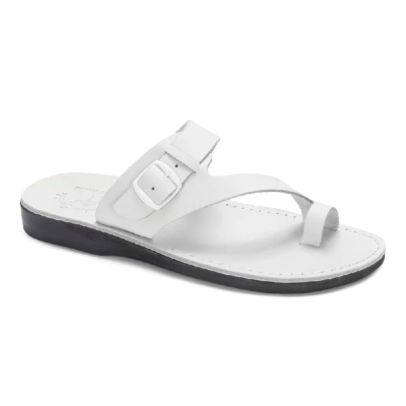 Men's sandals with a leather lining for comfortAbner - Leather Metal Buckle Sandal | White