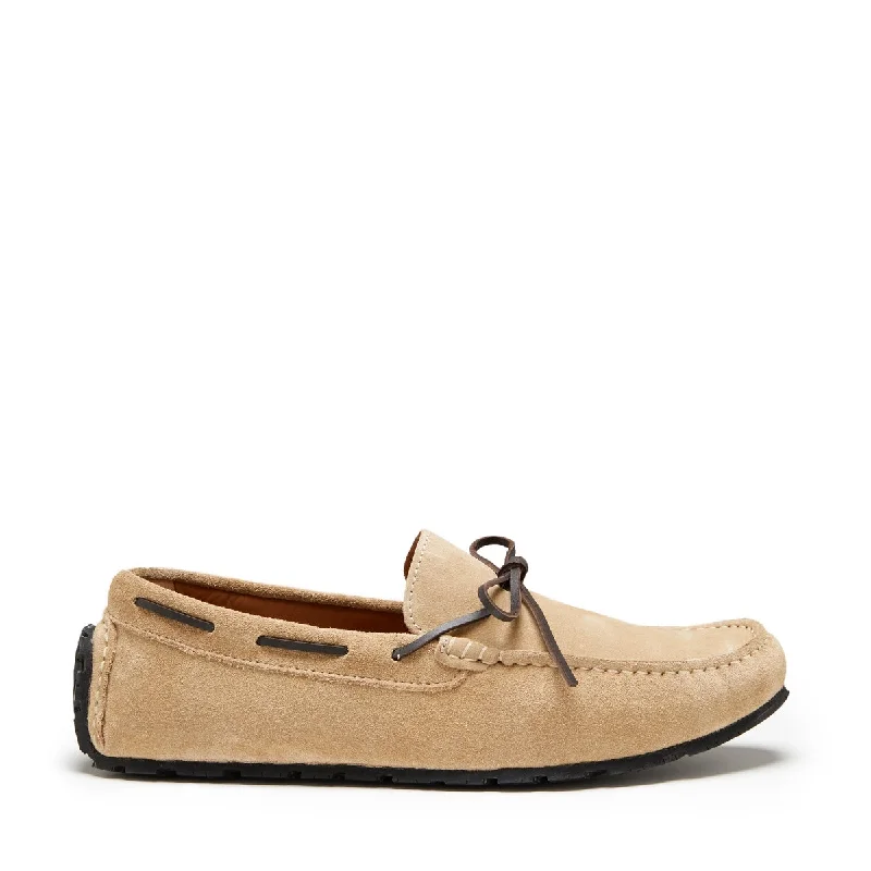 Men's loafers with a pointed toe for a stylish appearanceTyre Sole Laced Driving Loafers, taupe suede