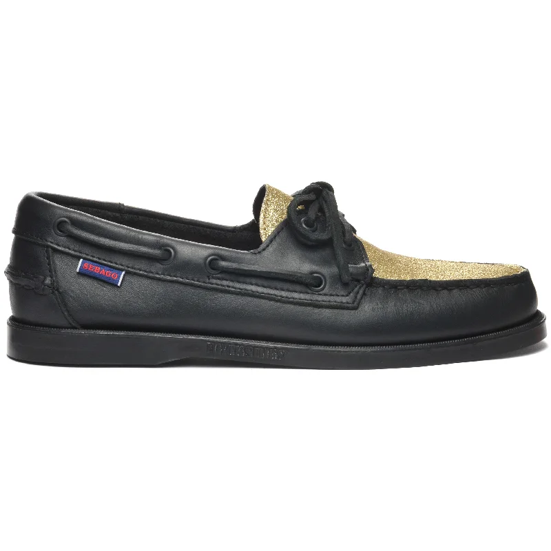 Men's boat shoes with a cushioned footbedPortland Vamp Glitter - Black & Yellow Gold