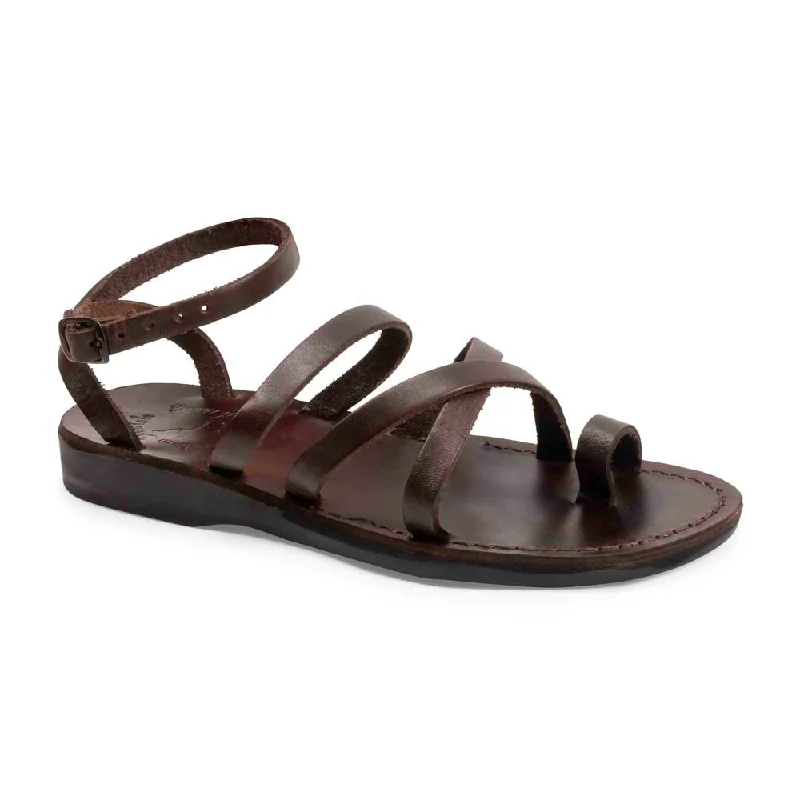 Men's sandals with a padded heelJade - Toe Ring Strappy Flat Sandal | Brown