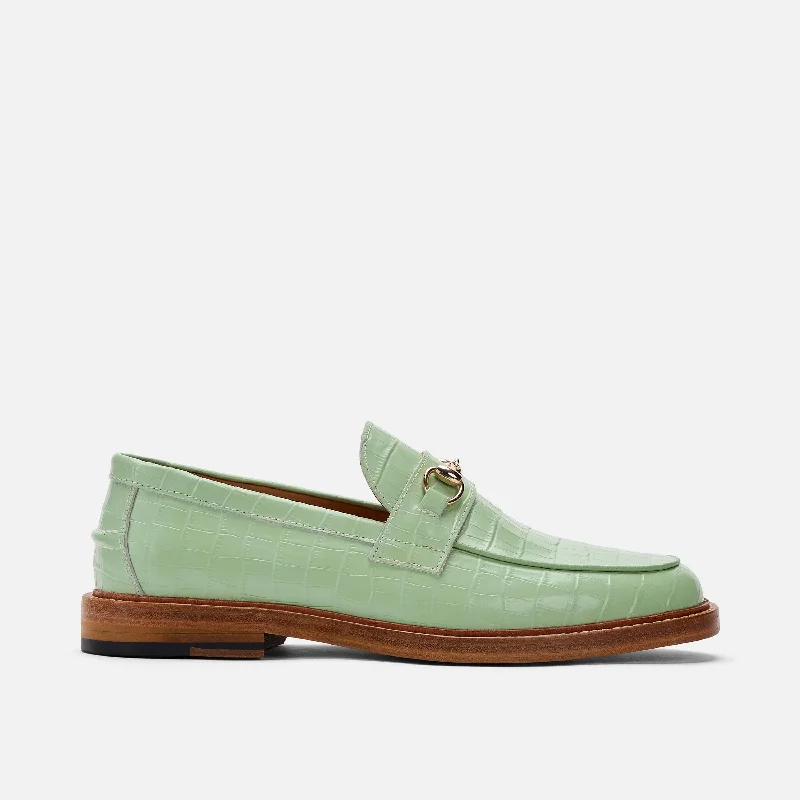 Slip - on men's loafers for easy wearBoardwalk Mint Croc Leather Horse-Bit Loafers