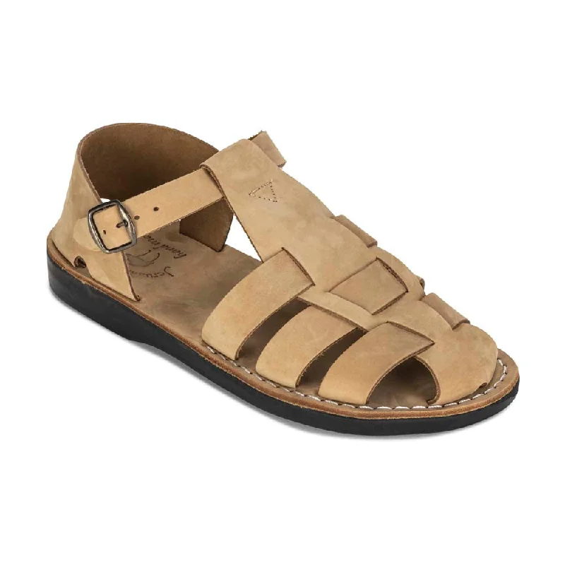 Men's sandals with a wide strap for supportDaniel - Leather Fisherman Sport Sandal | Yellow Nubuck