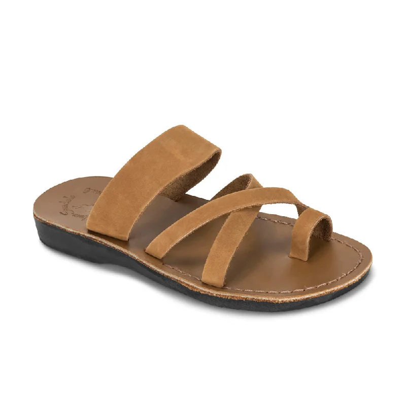 Men's sandals with a decorative buckle or charmThe Good Shepherd - Leather Toe Loop Sandal | Tan Nubuck