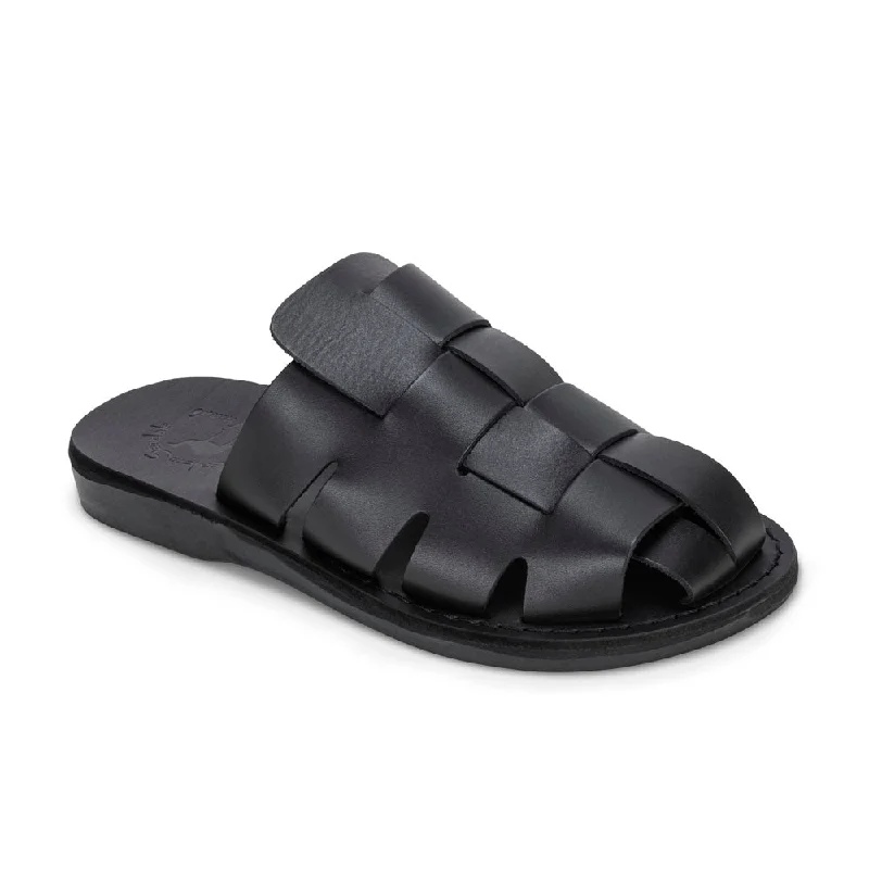 Men's sandals with a shock - absorbing insoleSailor - Leather Braided Mule Slide | Black