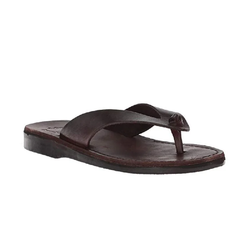 Men's sandals with a durable outer soleSolomon - Leather Flip Flop Sandal | Brown