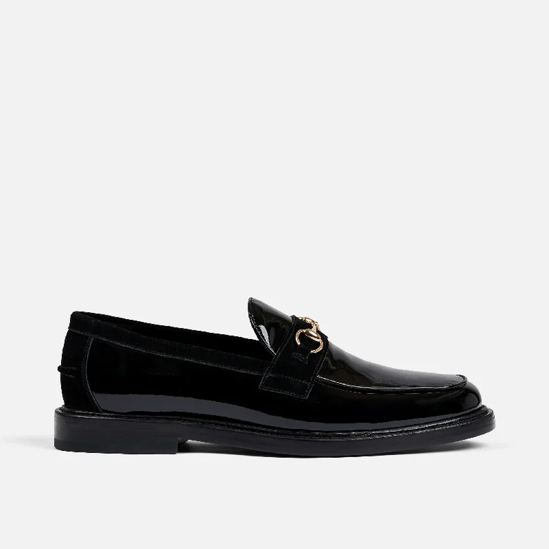 Suede men's loafers for a soft and luxurious feelBoardwalk Black Patent Leather Horse-Bit Loafers