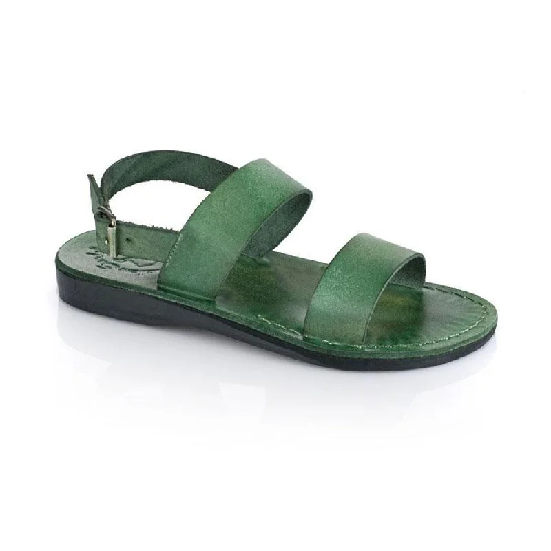 Men's sandals with a toe post designGolan - Leather Slingback Flat Sandal | Green