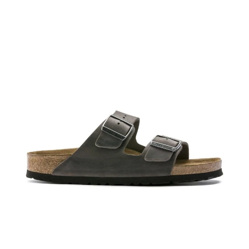 Men's sandals with a rubber sole for tractionBirkenstock Arizona Soft Footbed - Iron Oiled Leather