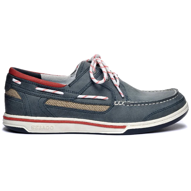 Men's boat shoes with a branded logo on the sideTriton Three Eyelets Nubuck - Navy Blue