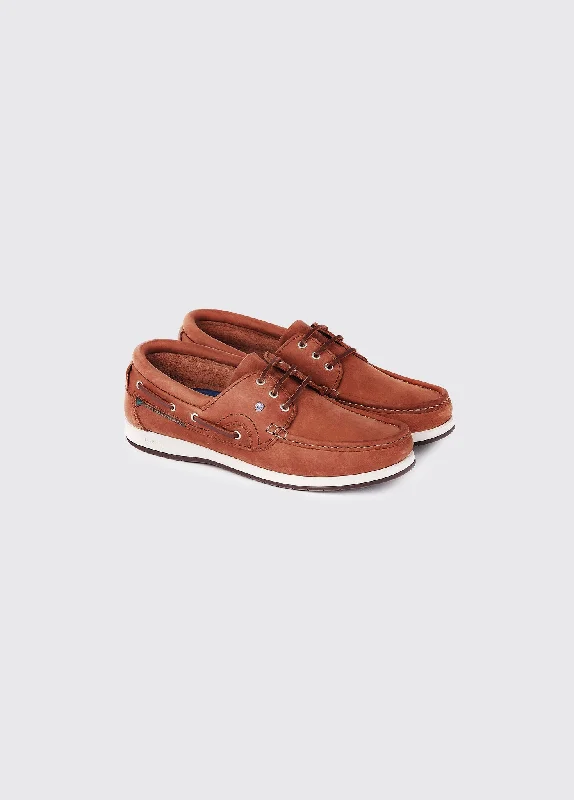 Men's boat shoes with a rubber outsole for durabilityCommodore XLT Boat Shoe - Chestnut