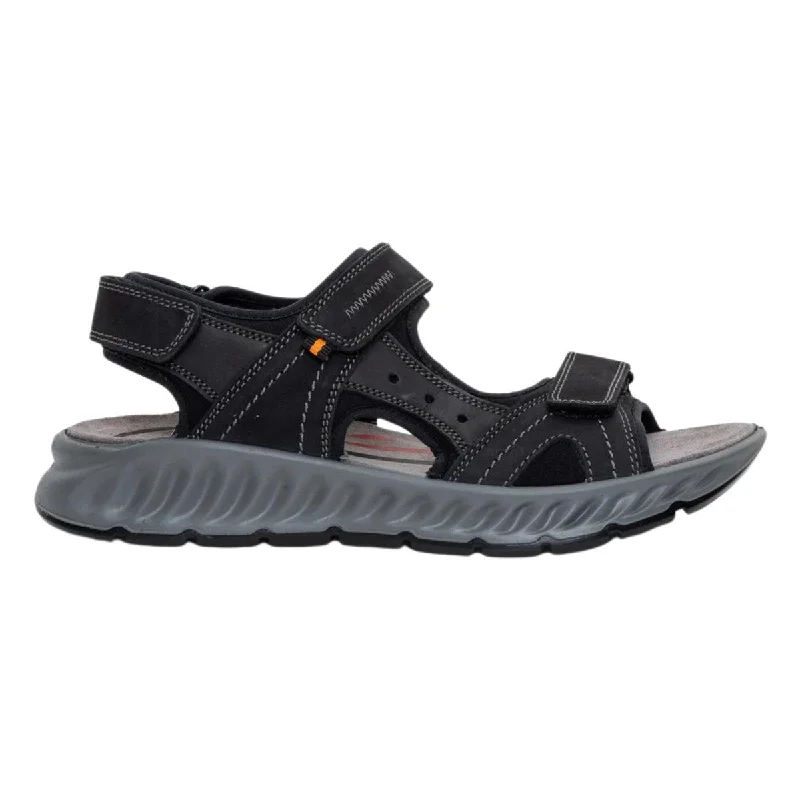 Men's sandals with a perforated leather upper for ventilationAra Men's Everett Black Buckle