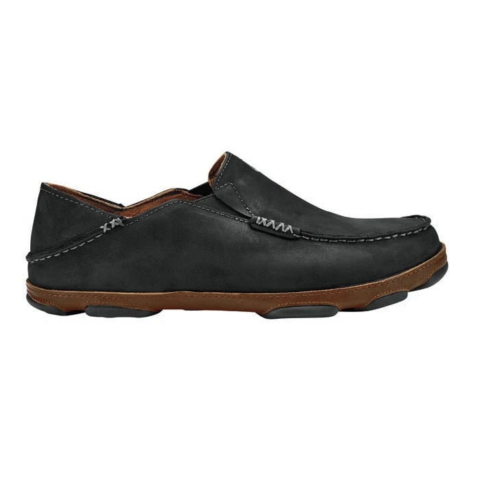 Men's loafers with a moc - toe designMens Olukai Moloa in Black Toffee