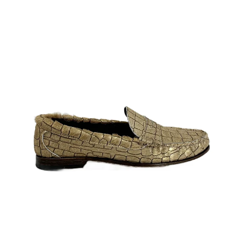 Slip - on men's loafers for easy wearKKB Penny Loafer: Gold Hair-On Leather